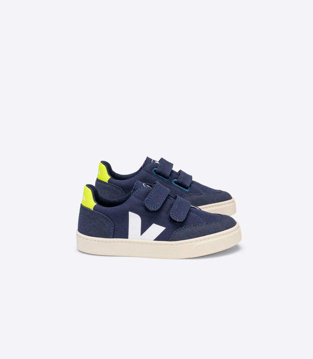 Tenis Veja Niños - V-12 Velcro Lona - Azules - 802SLTFHG